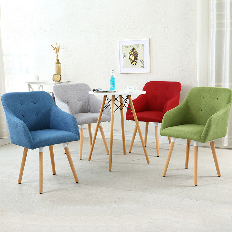fabric seat wood leg coffee chair